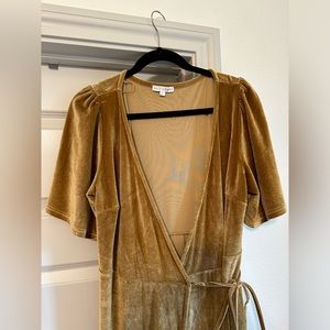Gold velvet wrap dress from Baltic Born. Size L.
